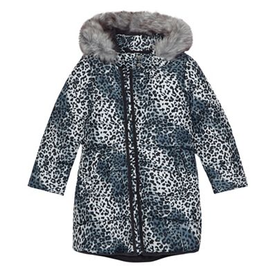 bluezoo Girls' grey leopard print padded coat
